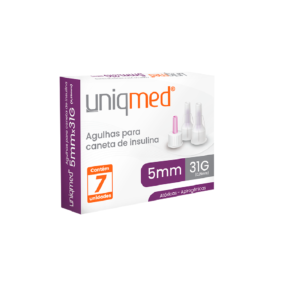 Agulhas para Caneta de Insulina 5 mm x 31 G (UNIQMED) - Caixa com 7 Unidades